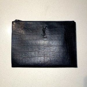 SAINT LAURENT TABLET HOLDER CROC EMBOSSED LEATHER